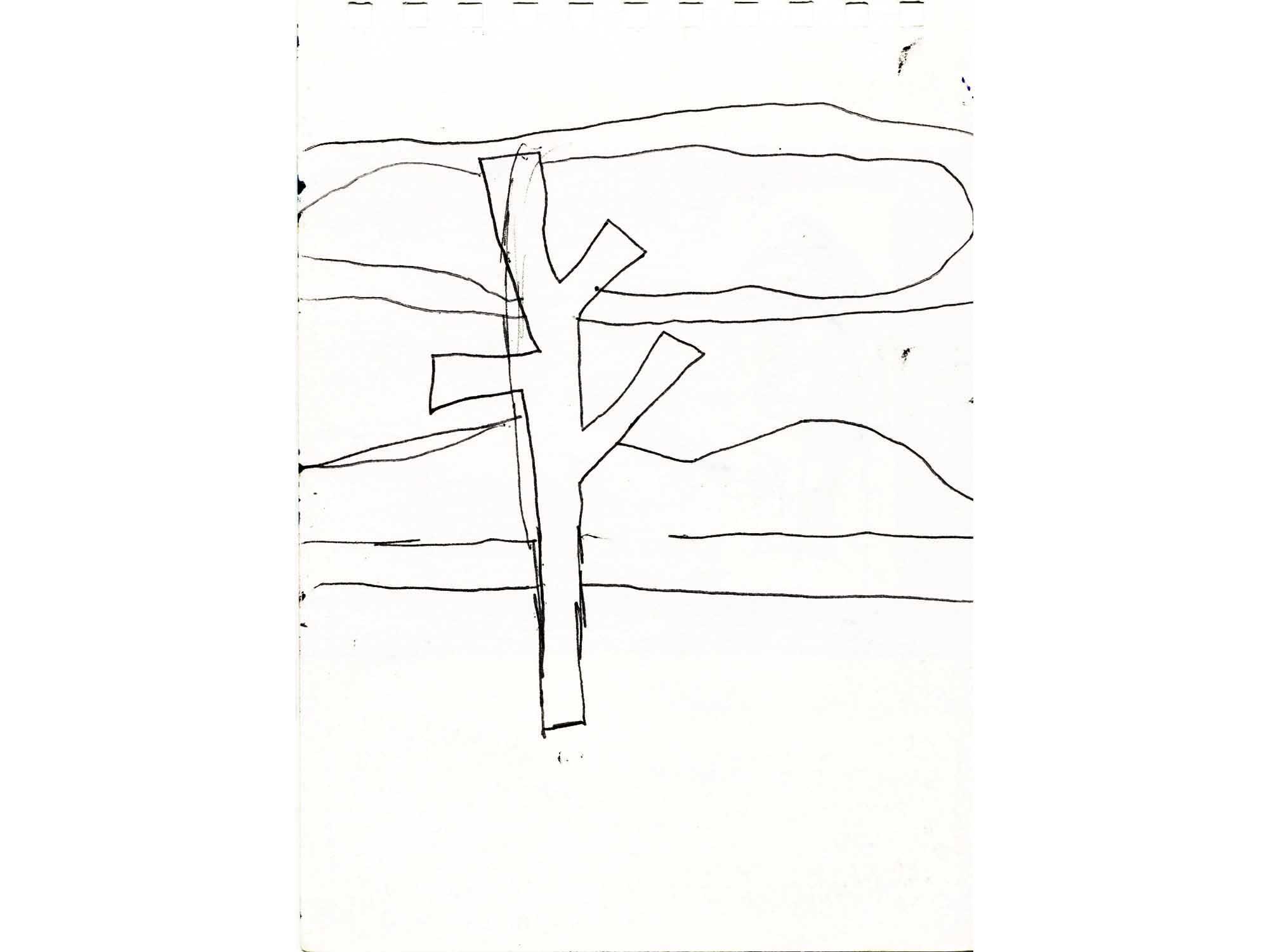 woodcut print detail from a wooden board printed grey that show lines 
which appear as natural landscape forms